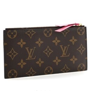 Louis Vuitton Dark Brown Monogram Wallet with Pink Accent